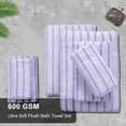 thumbnail image 5 of Jessy Home 8 Pcs Purple Bicolor bar Stripe Large Bath Towels Set 2 Oversized Bathroom Towels, 2 Hand Towels, 4 Washcloths, 5 of 7