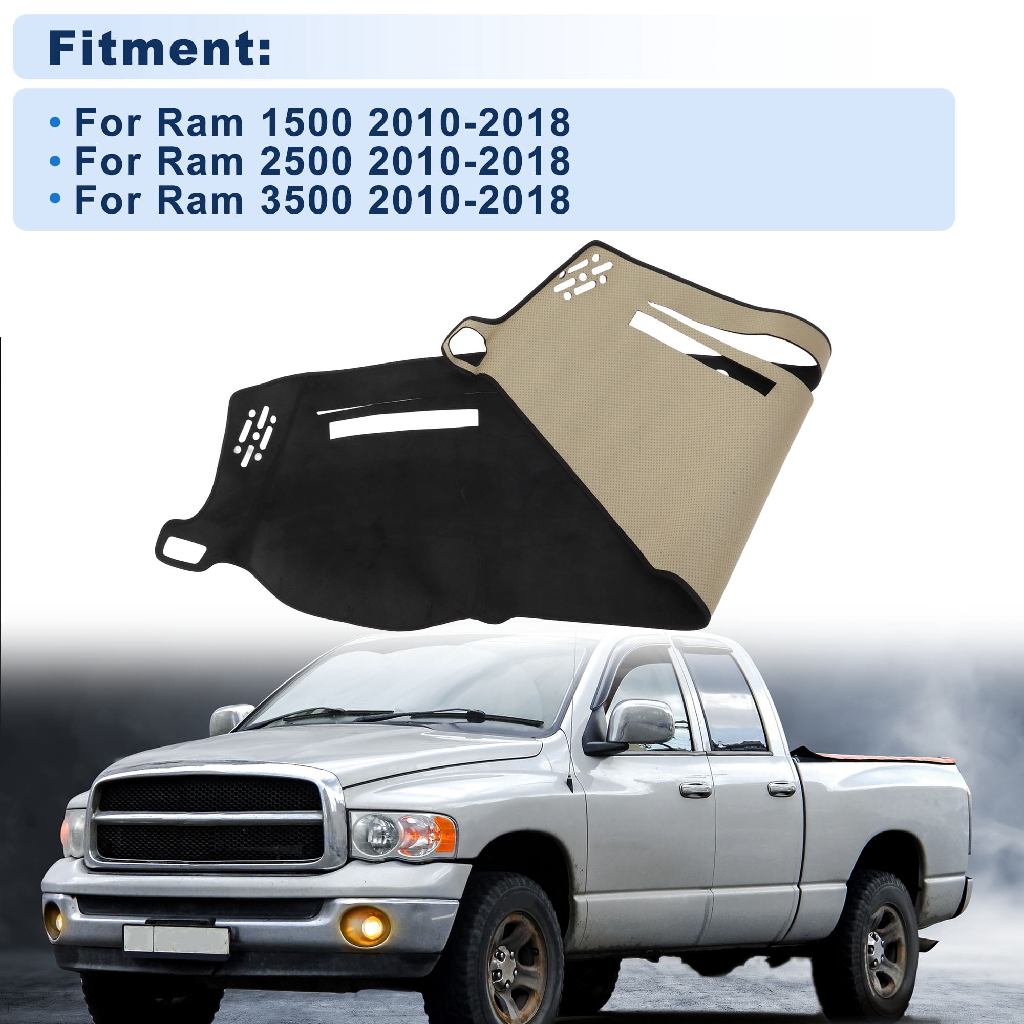Unique Bargains Dash Cover for Ram 1500 2010-2018 for Ram 2500 2010-2018 Without HUD Dashboard Cover Car Interior Anti-Slip/Anti Dust Flannel Black 1 set