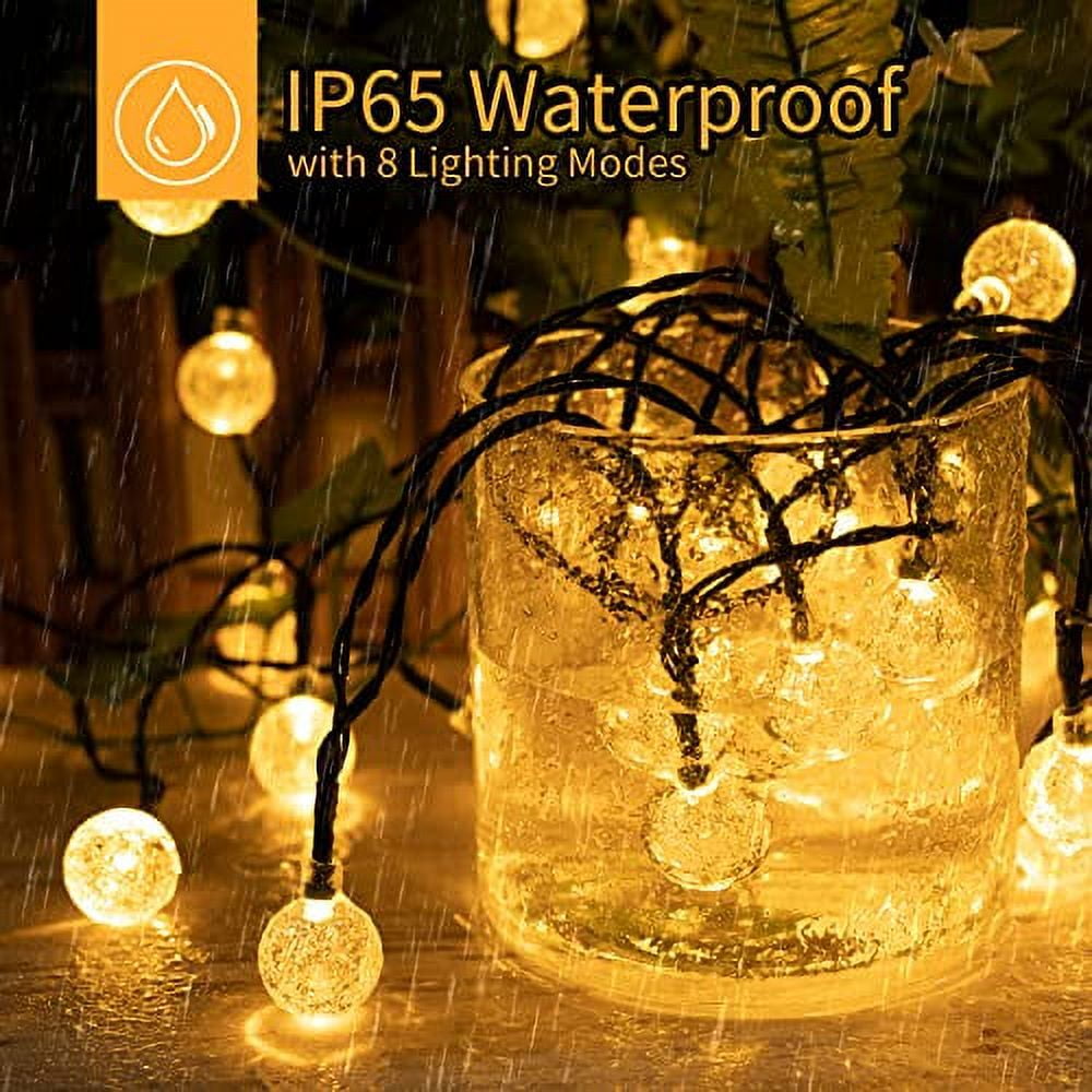 Solar String Lights Outdoor Waterproof, Pack 60 LED 36.5 FT Each, Crystal  Globe Lights with Lighting Modes, Solar Powered Patio Lights for Garden  Yard Porch Wedding Party Decor (Warm White)