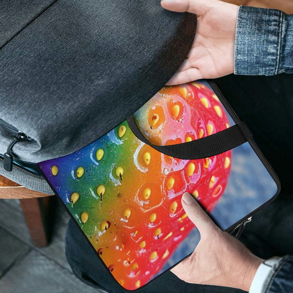 JRXY Rainbow Colored Strawberry Neoprene Laptop Carrying Bag Protective Handle Case 15inch