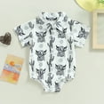 thumbnail image 2 of Douhoow Western Baby Boy Cow Print Shirt Romper Infant Long Sleeve Button Down Bodysuit Newborn Summer One Piece Gentleman Outfit 0-24M, 2 of 9