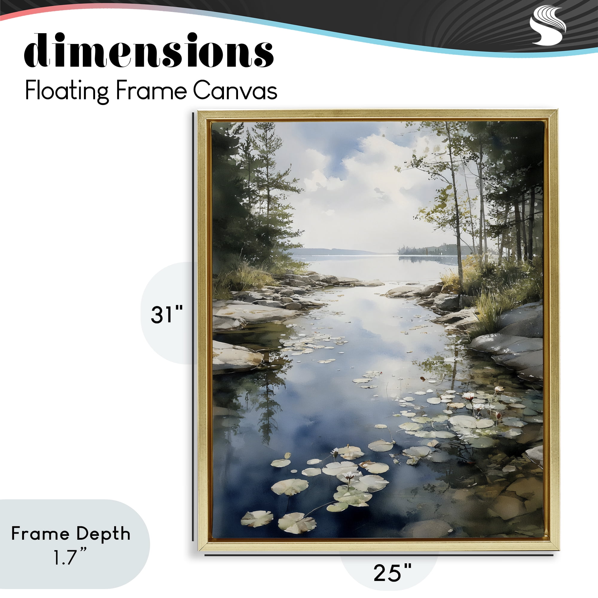 Stupell Industries Lilypad Inlet Reflection Gold Framed Floater Canvas Wall Art, design by Franklyn Gregory