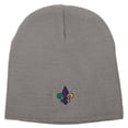 thumbnail image 5 of Mardi Gras Fleur de Lis Embroidered 8 Inch Knitted Short Beanie - Grey OSFM, 5 of 5