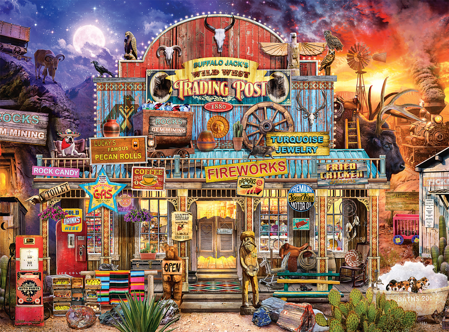 Buffalo Games 1000-Piece Wild West Trading Post Adult Interlocking Jigsaw Puzzle