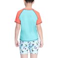 thumbnail image 3 of DPOIS Boys 3 Piece Rash Guard Swimsuits Short Sleeve Swimwear Sets Shirt Trunks Shorts with Swim Hat Bathing Suit Ant Print 4-5, 3 of 4