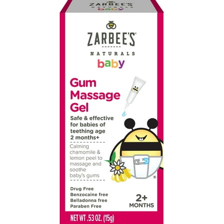 Zarbee's Naturals Baby Gum Massage Gel, Safe & Effective for Teething Babies, 0.53 oz