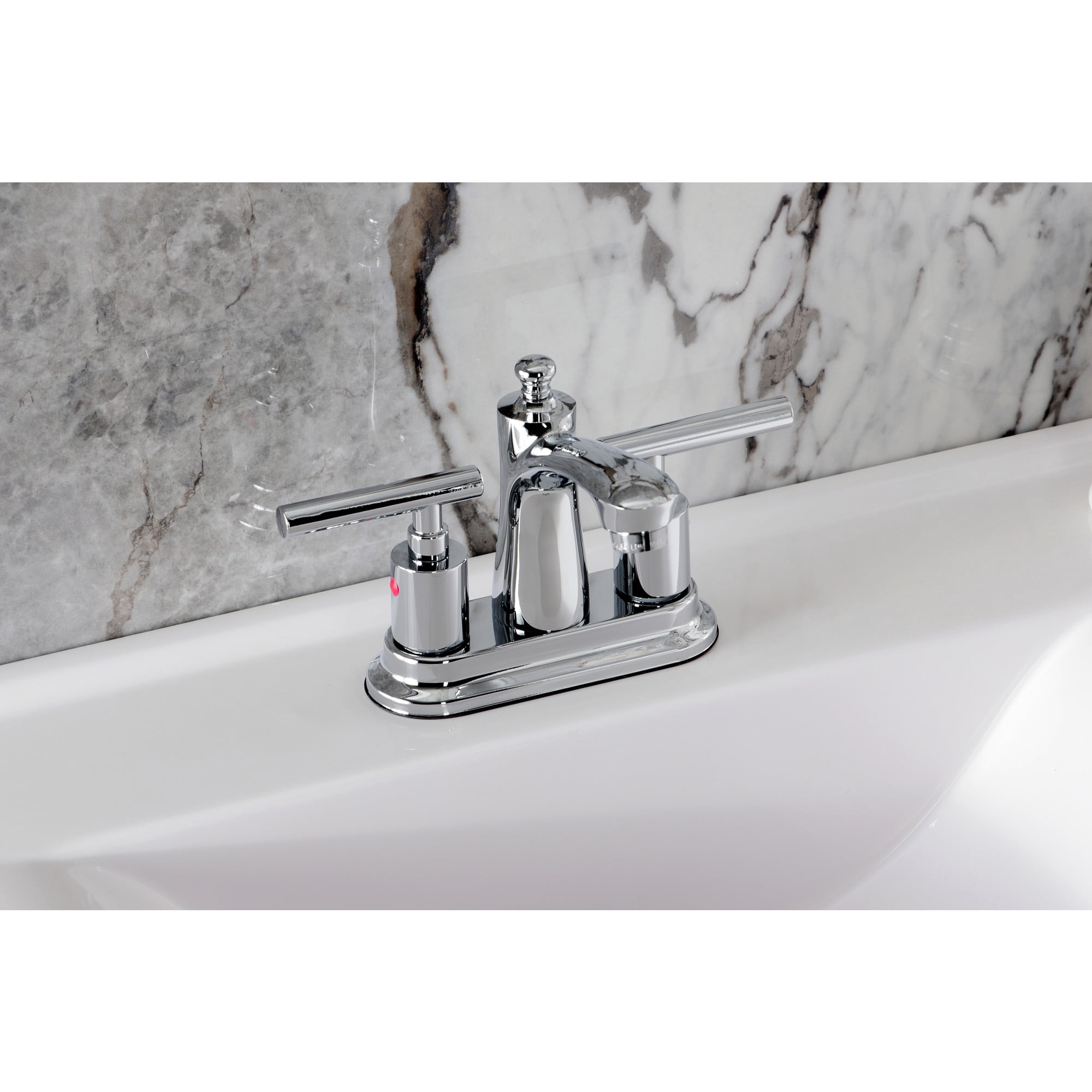 Kingston Brass FB7621CML Manhattan Double-Handle 4" Centerset Bathroom Faucet with Pop-Up Drain, Polished Chrome