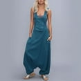 thumbnail image 3 of QUYUON Hiking Pants Women Sale Sleeveless Loose Cotton Long Playsuit Jumpsuit Pants Trousers Palazzo Pants Women Long Pant Leg Length Loungewear Style P1920 Blue 4XL, 3 of 6