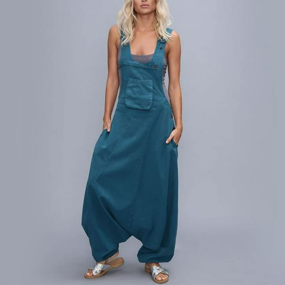 RKSTN Womens Pants Sleeveless Dungarees Loose Cotton Long Playsuit Jumpsuit Pants Trousers Loose Comfortable Pants