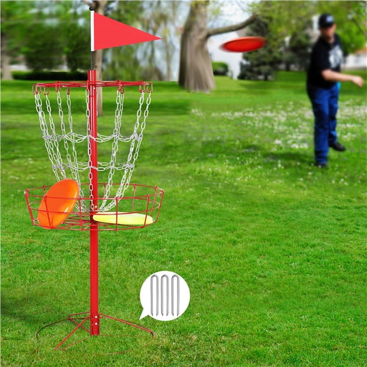 SmileMart 12-Chain Disc Golf Goal for Target Practice, Red