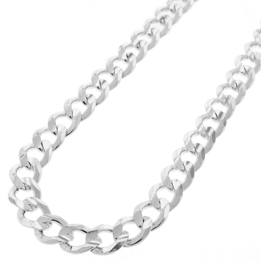 Authentic Solid Sterling Silver Cuban Curb Link Diamond-Cut .925 ITProLux Necklace Chains 2MM 10.5MM Next Level Jewelry Made In Italy Silver Chain for Men & Women 16-30