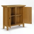 thumbnail image 2 of Simpli Home Redmond 32 inch Wide Solid Wood Transitional Low Storage Cabinet in Light Golden Brown, 2 of 7