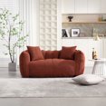 thumbnail image 2 of 65Inch Bean Bag Chairs for Adults, Large Fluffy Bean Bag Sofa with Armrest, Two-seat Comfy Bean Bag Chair Loveseat with Pillows for Living Room, Apartment, Dorms, Red+Brown, 2 of 9