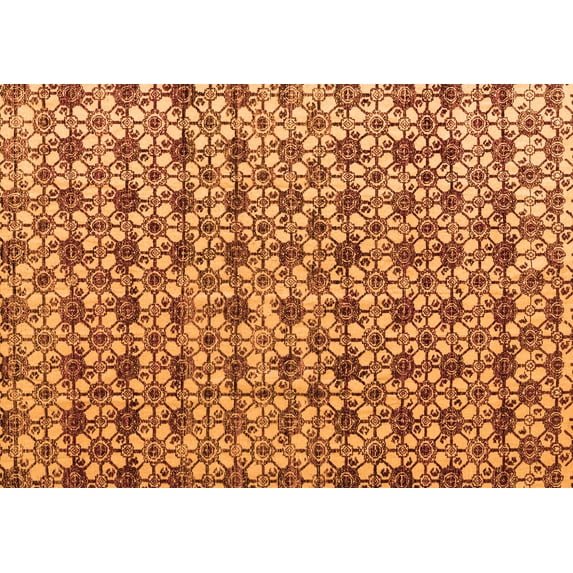 Ahgly Company Indoor Rectangle Abstract Orange Modern Area Rugs, 2' x 4'