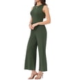 thumbnail image 4 of INSPIRE CHIC Women's Jumpsuit Dressy Casual Sleeveless Round Neck Wide Leg Rompers XS Green, 4 of 6