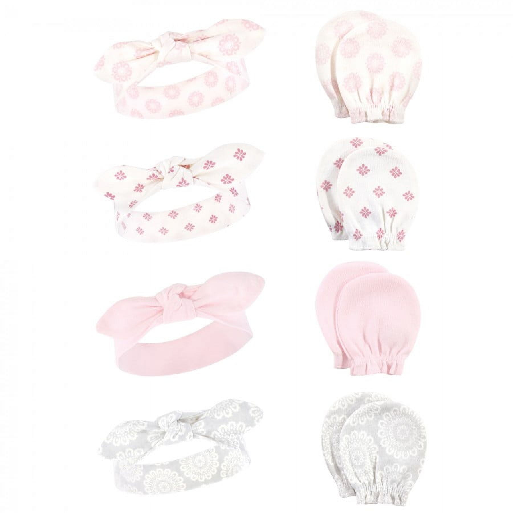 Hudson Baby Infant Girl Cotton Headband and Scratch Mitten