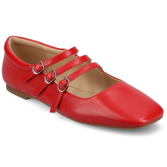 Journee Womens Darlin Multi Strap Square Toe Dress Flats, Widths Available