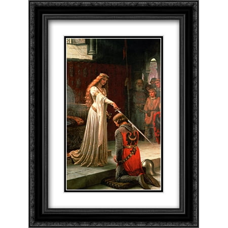 The Accolade 2x Matted 18x15 Black Ornate Framed Art Print by Edmund Blair Leighton