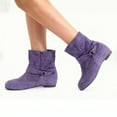 thumbnail image 5 of Willtoo Women's Fashion Mid Calf Flat Heel Side Zipper Slouch Boots Purple, 5 of 6