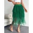 thumbnail image 4 of Womens Irregular Mesh Tulle Skirt High Waist Versatile Slimming Layered Tutu Skirt Dark Green XL, 4 of 7