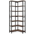 thumbnail image 2 of Benjara 7 Tier Corner Bookcase, 14 Open Wood Shelves, 79 Inch Industrial Black, 2 of 6