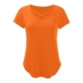 thumbnail image 5 of Orange Womens Tops Womens Summer Tops V Neck Short Sleeve Basic Plain Tee T Shirts for Women, 5 of 5