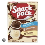 Snack Pack Sugar-Free Chocolate & Vanilla Flavor Pudding Plastic Cups, 3.5oz., 12 Count