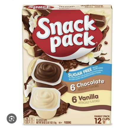 Snack Pack Sugar-Free Chocolate & Vanilla Flavor Pudding Plastic Cups, 3.5oz., 12 Count