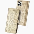 thumbnail image 1 of Étui Rabattable pour FOXDOCK iPhone 12 / 12 Pro, Cuir PU Embossé Chat et Chien avec Fentes pour Cartes, Support, 1 of 6