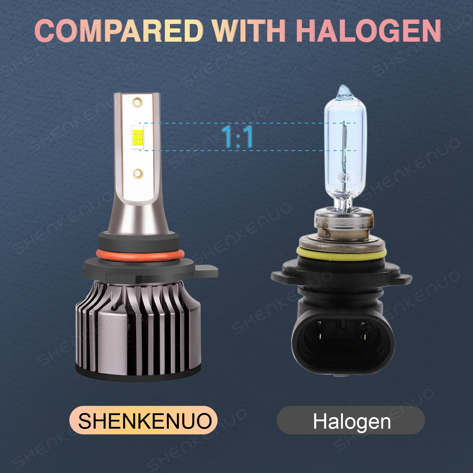 For GMC Sierra 1500 2014-2015 LED Headlights 9012/HIR2 High Low Beam Bulbs Kit 2Pcs 6000K Bright White