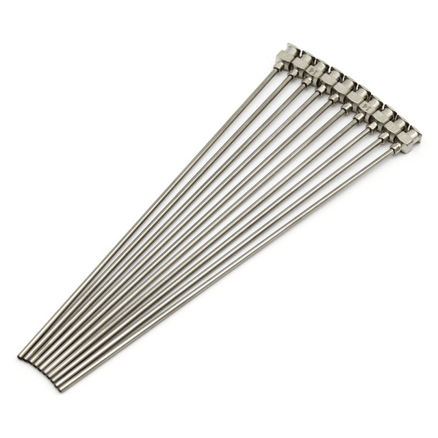 10 Piezas de Aguja Dispensadora de 6 Pulgadas de Acero Inoxidable con Punta y Conector Luer, Agujas Romas de Acero Inoxidable de 14 G