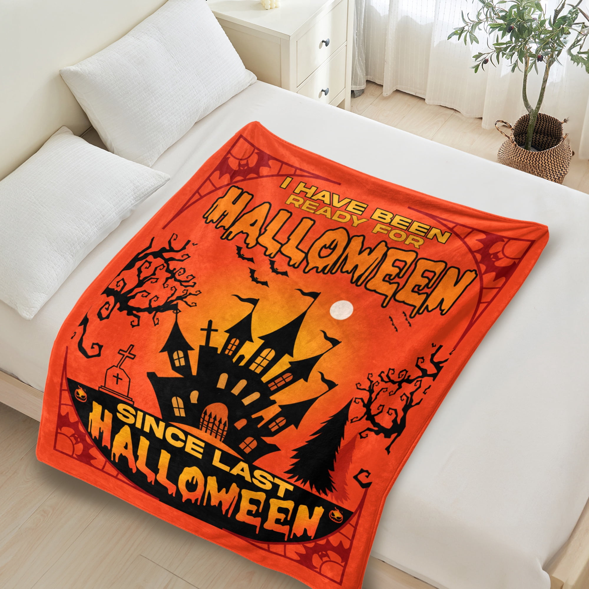 Fun Printed Halloween Throw Blanket, Soft Warm Cozy Flannel Blanket for Bedroom, Living Rooms, Couch,Sofa, Home Decor,30 x 40 in