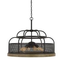 Cal Lighting Akaki 60W X 6 Metal/Pine Wood Chandelier  (Edison Bulbs Not Included)