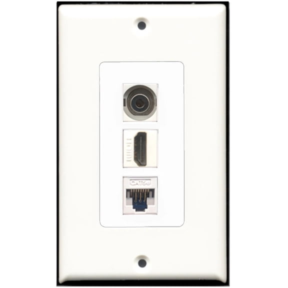 Ultra Spec Cables 1 Port HDMI 3.5mm Cat5e Ethernet Wall Plate w/Female/Female Jacks