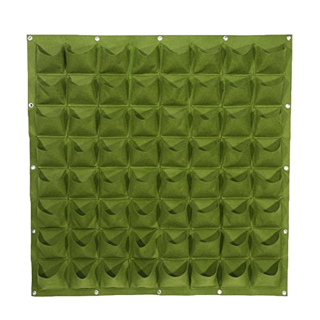 Injueey Bolsa de plantación vertical de flores Bolsa de crecimiento no tejido 64 bolsillos Jardinera para colgar en la pared - Verde Jardín y Patio Verde Injueey JJ18818-01