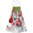thumbnail image 2 of SKYSONIC 2 PCS Christmas Tree Balls Hand Towels with Hanging Loop for Bathroom and Kitchen, Hanging Band Towel - Xmas Winter New Year Kitchen Dish Cloth and Bathroom Hand Towels Set , 12"x17", 2 of 6