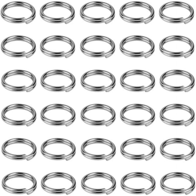 HAHDAXIA 200 Pieces 8mm Metal Split Rings Nickel Plated Small Key Chain Ring Part for Ornament Crafts and Jewelry Making,Silver