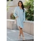 thumbnail image 4 of ABPHQTO Vestido midi camisero de rayas azul cielo con fajín de mujer, 4 of 5