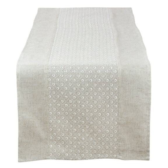 Fennco Styles Fancy Floral Embroidery Linen Table Runner 16"x72"