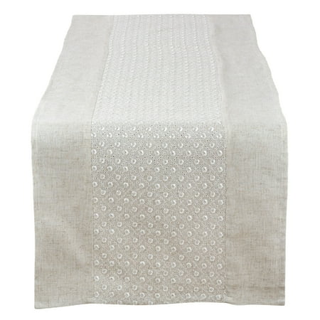 

Fennco Styles Fancy Floral Embroidery Linen Table Runner 16 x72