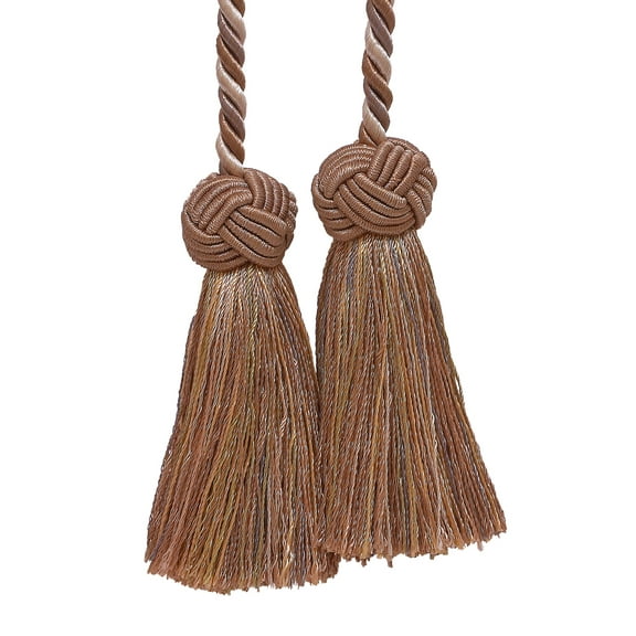 Baroque Collection Double Tassel Curtain and Drapery Tieback / Holdback, 3 1/2" Tassel (8.5cm), 20" Spread (50.5cm) # BCT, Taupe Beige #7245 (Light Beige, Dark Beige) Sold Individually