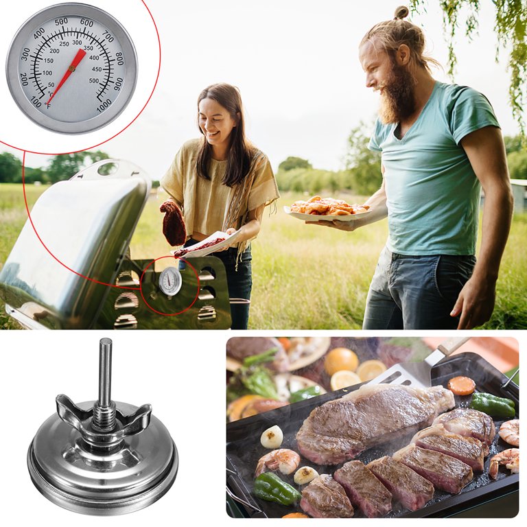 Outdoor BBQ Smoking Thermometer Temp Gauge Grill Smoker Pit Thermostat