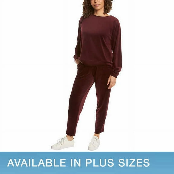 Gloria Vanderbilt Long Sleeve Velour Top (Wine, Medium)