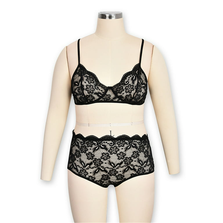 XXLvision Womens Plus Size Lingerie 2 Piece Set Lace Bralette Bralet Bra  G-String Thong Underwear