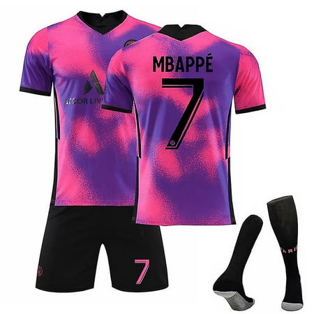 Mbappe #7 Jersey Home 21/22 New Season Paris Soccer Jersey Kits T-shirts  Sport Uniform For Kids Teens