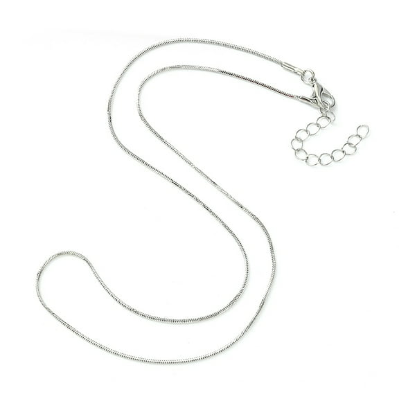 Brass Square Snake Chain Necklace for Men Women Platinum 18.5 inch(47.2cm)