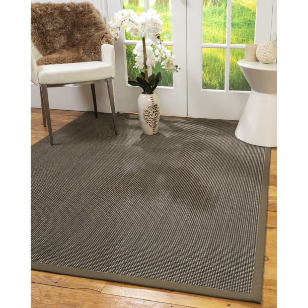 Natural Area Rugs Chateau Custom Sisal Rug, 6', Round Fossil Border