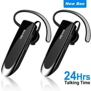 New Bee 2PC Bluetooth Headphones V5.0 Wireless (24H Talk Time/180D Standby) w/Mic, Dual Device Connectivity for iPhone/Android/Samsung/Laptop, Business Trucker Headsets,Black