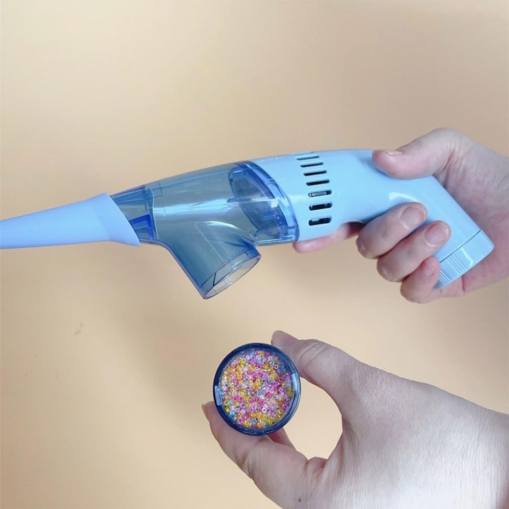 Air Duster and Vacuum Cleaner, Electric Bead Sucker Bug Vacuum, Handheld Vacuum Cleaner, Wet and Dry Use for Window Sofa Corner Home Door Crack Car and Desk(Blue)