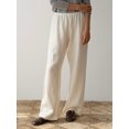 thumbnail image 5 of Yunliwuli Womens Pull On Pants Elastic Waistband Solid Color Wide Leg Loose Casual Comfy Trousers, 5 of 9